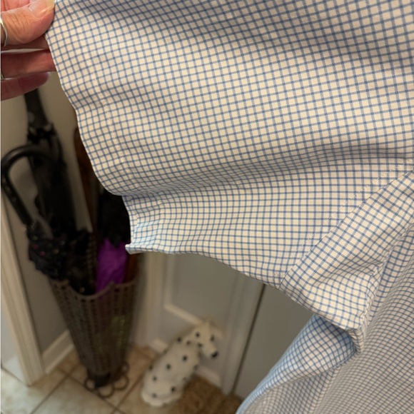 Duluth Trading Co Blue & White Grid Check Pattern Button Down Shirt SS XL - Picture 7 of 8